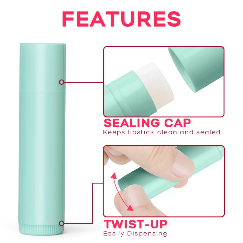 Juland Lip Balm Tubes Kit with Tray and Scraper - 50 Pack 5.5ml (3/16 Oz) BPA-Free Chapstick Containers, Leak-Free Empty Lipstick Tubes for DIY Lip Balm Filling Making Kits (White, 50-Pack) - Image 3